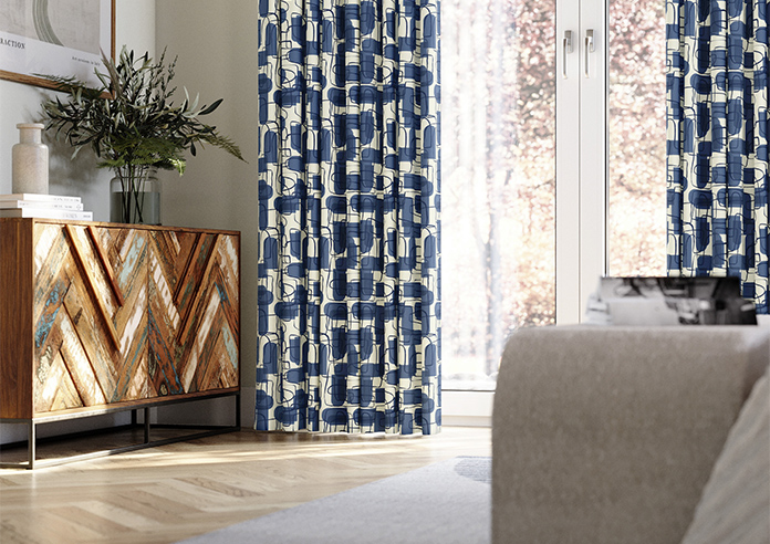 Meander, Navy - Made to Measure Curtains - Image 5